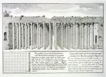 Cisterna sob o Hipódromo, Constantinopla, na Turquia, de &39;Projeto de uma arquitetura histórica&39;, 1721