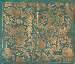 Papel brocado com representações de pássaros, c. 1790.