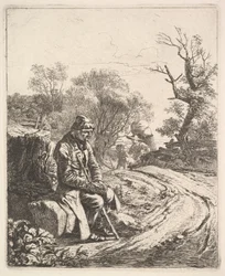 Um velhote sentado à beira da estrada, 1818.
