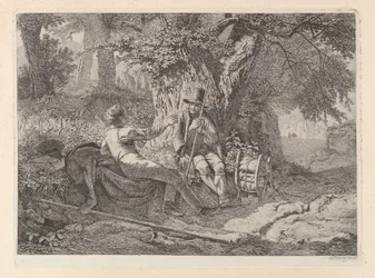 O artista, descansando com seu guia, 1819.