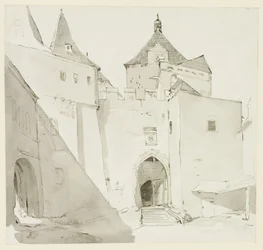 Antiga porta da cidade e edifícios adjacentes