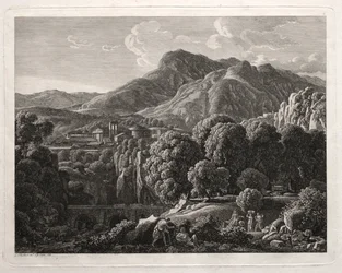 Paisagem heroica: Paisagem com cidade e rio, 1799.
