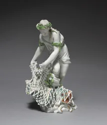 Fisherwoman, fabricante Ludwigsburg Porcelain Factory, Alemanha, c.1765 (porcelana com esmalte e decoração dourada)