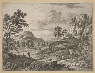 Paisagem com duas torres em ruínas