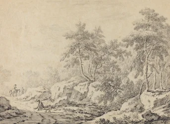 Viajantes em uma floresta rochosa