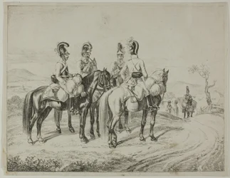 Quatro Cuirassiers em um declive