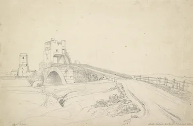 A Ponte Salario perto de Roma, 1821 (grafite em papel branco)