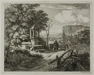 Wood Gatherer with a Boy, prato dois de As Duas Grandes Paisagens com os Pilares de Oração
