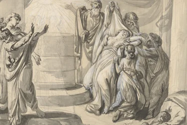 Uma Antiga Cena Sacrificial, verso: Sketch of a Group of People, 1779 .