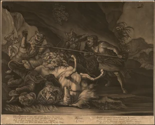 Ca. Mezzotint alegórico de África de 1770