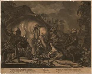 Ca. 1770 mezzotint alegórico da América