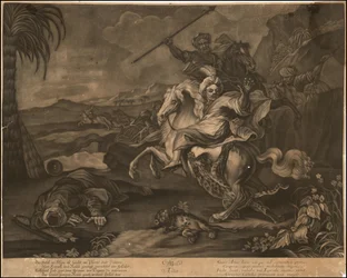 Ca. Mezzotint alegórico da Ásia de 1770
