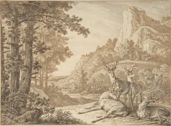 Veados numa paisagem