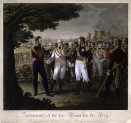 O encontro entre os imperadores Francisco I da Áustria, Alexandre I da Rússia e Frederico Guilherme III o