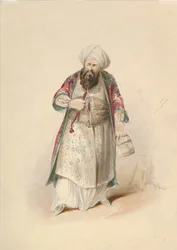 Estudo de trajes para Osmin no Rapto do Seraglio por W.A. Mozart, ca. 1830-50.