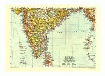 Mapa da parte sul da Índia, c1910