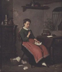 Menina jovem, escrita uma carta amor