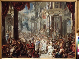 A parábola da festa de casamento. A parábola das bodas. Pintura de Johann Georg Platzer (1704-1761)