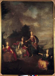 Representação da ópera italiana "Parnasso Confuso" de Christoph Willibald Gluck por ocasião do casamento de José II com Marie Josephine Antoinette de Baviere, no castelo de Schonbrunn (Schoenbrunn), em 24/01/1765 pelo arquiduque