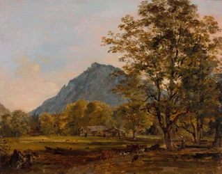 Uma casa de fazenda nos Alpes da Baviera, por volta de 1825.