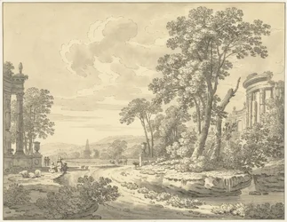 Paisagem italiana com ruínas