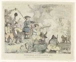 O Ensaio
Ensaio na Holanda 1787 (título sobre o objecto)
Quatro desenhos animados ingleses sobre os Patriots em 1787 (título da série)