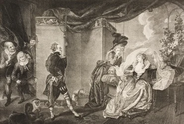 O jardim de Olivia, Ato III, Cena IV, de &39;Noite de Reis, ou o que quiser&39;, da Galeria Boydell Shakespeare, publicada no final do século XIX