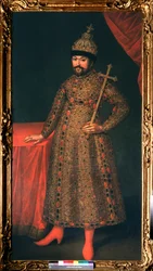 Portrait du tsar de Russie Michel I Fyodorovitch Romanov (1596-1645) (Retrato do czar Michail I Fyodorovich da Rússia) - Peinture de Johan Heinrich Wedekind (1674-1736), óleo sobre tela