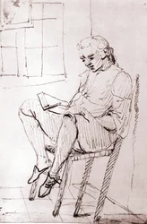 Johann Wolfgang Von Goethe em sua casa em Roma por Johann Heinrich Wilhelm Tischbein (1751-1829) (também chamado Goethe-Tischbein ou Goethe Tischbein). sd. século XVIII.