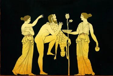 Dois maenads oferecem vinho a Dionysos c.1796
