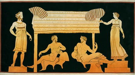 sátiros relaxar sob o olho de Dioniso e Demeter, c.1796 (gravura de cobre)