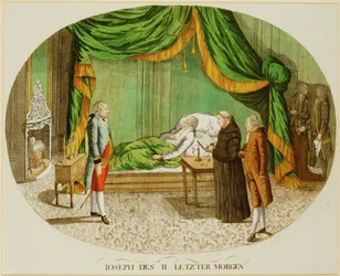 A última manhã do Imperador José II (gravura a cores)