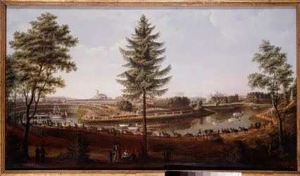 Festa no Palácio Pavlovsk, residência de verão do czar Paulo I Pintura de Metterleir (1750-1825) 1790 Museu de História, São Petersburgo