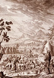Hebreus combatendo uma praga de gafanhotos