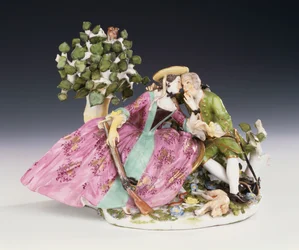 Um grupo de crinolina Meissen do resto durante o caso, c.1745 (porcelana)