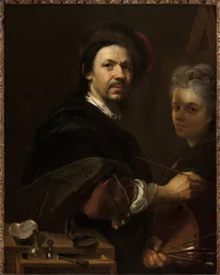 Autoportrait avec sa femme - Self-Portrait with Wife - Jan (Johann) Kupecky (Kupetzky) (1667-1740). Óleo sobre tela
