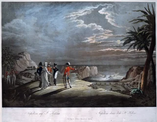Napoleão Bonaparte na ilha de Santa Helena - Rugendas, Johann Lorenz, o Jovem (1775-1826) - Aquatint - 47x58 - Colecção Privada