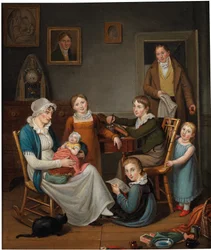 Auto-retrato de John Lewis Krimmel com Susannah Krimmel e seus filhos, 1809-10