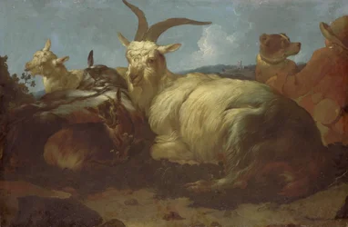 Um pastor de cabras observando seus animais