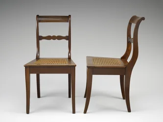 Par de cadeiras laterais, c. 1846-1860 (nogueira preta, cana)