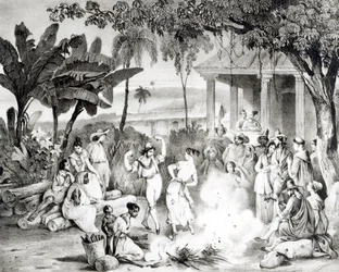 Dança Landu, gravada por Victor Adam e Monthellier (litho) (foto bw)