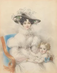 Princesa Henrietta de Nassau-Weilburg 1797-1829 com a filha Maria, 1829.