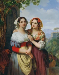 Duas garotas em uma paisagem