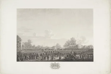 Chegada do rei Guilherme I em Bruxelas, 1815 Doze placas da chegada e inauguração de William I em Bruxelas e as batalhas em Quatre-Bras e Waterloo em 1815 (título da série)