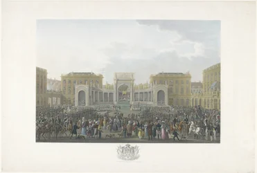 Entronização de Guilherme I em Bruxelas em 21 de setembro de 1815 Doze gravuras da chegada e entronização de Guilherme I em Bruxelas e das batalhas de Quatre-Bras e Waterloo em 1815 (título da série)