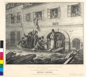 Do dia de Viena do perigo e salvamento no Noth em 2 de março de 1830 (litografia)