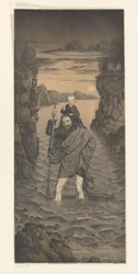 São Cristóvão atravessando um rio com a Criança Cristo nos seus ombros
Obras da colecção dos irmãos Boisserée (título da série)
Galerie des Frères Boisserée (título da série)