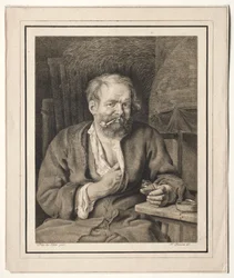 Camponês sentado à mesa, fumando cachimbo, 1817-1821.