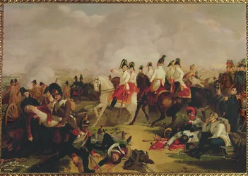 A vitória do arquiduque Carlos sobre Napoleão I em Aspern, perto de Viena ...