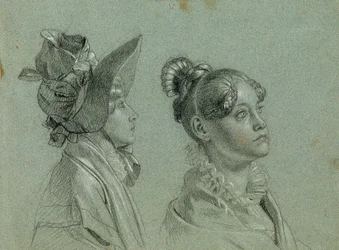 Dois estudos femininos para "Retorno do imperador Franz de Pressburg"